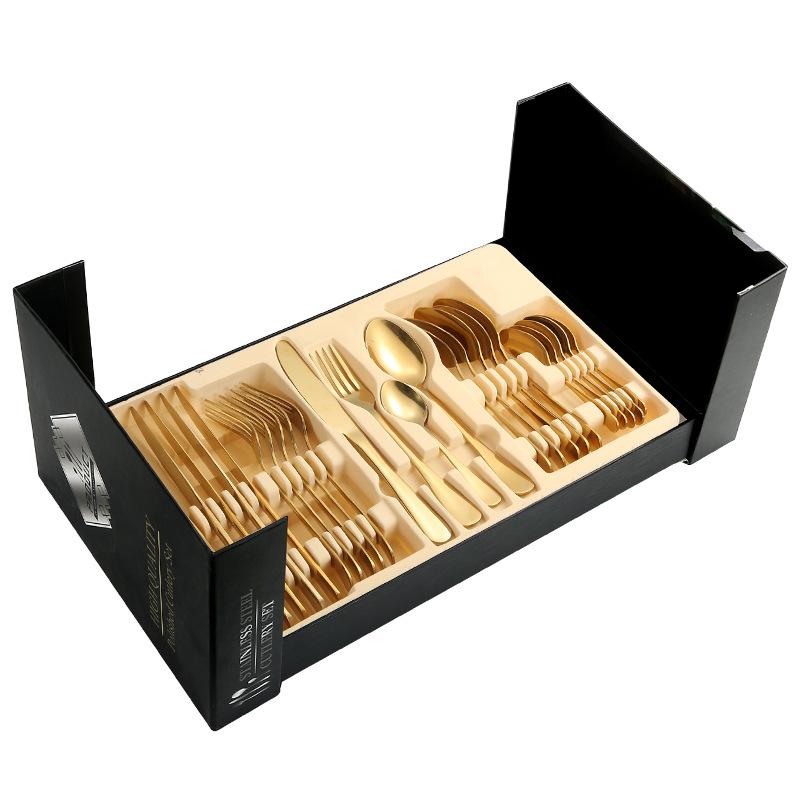 1010 Tableware 24-piece Set 6-person Knife, Fork and Spoon Four-piece Gift Box Set Stainless Steel