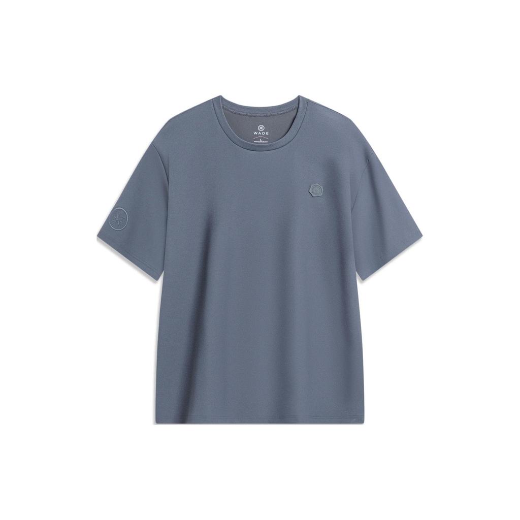 Li Ning Wade Series Solid Color Loose Short Sleeve T-Shirt Unisex Tops Cold-Sand-Black ATST649-1
