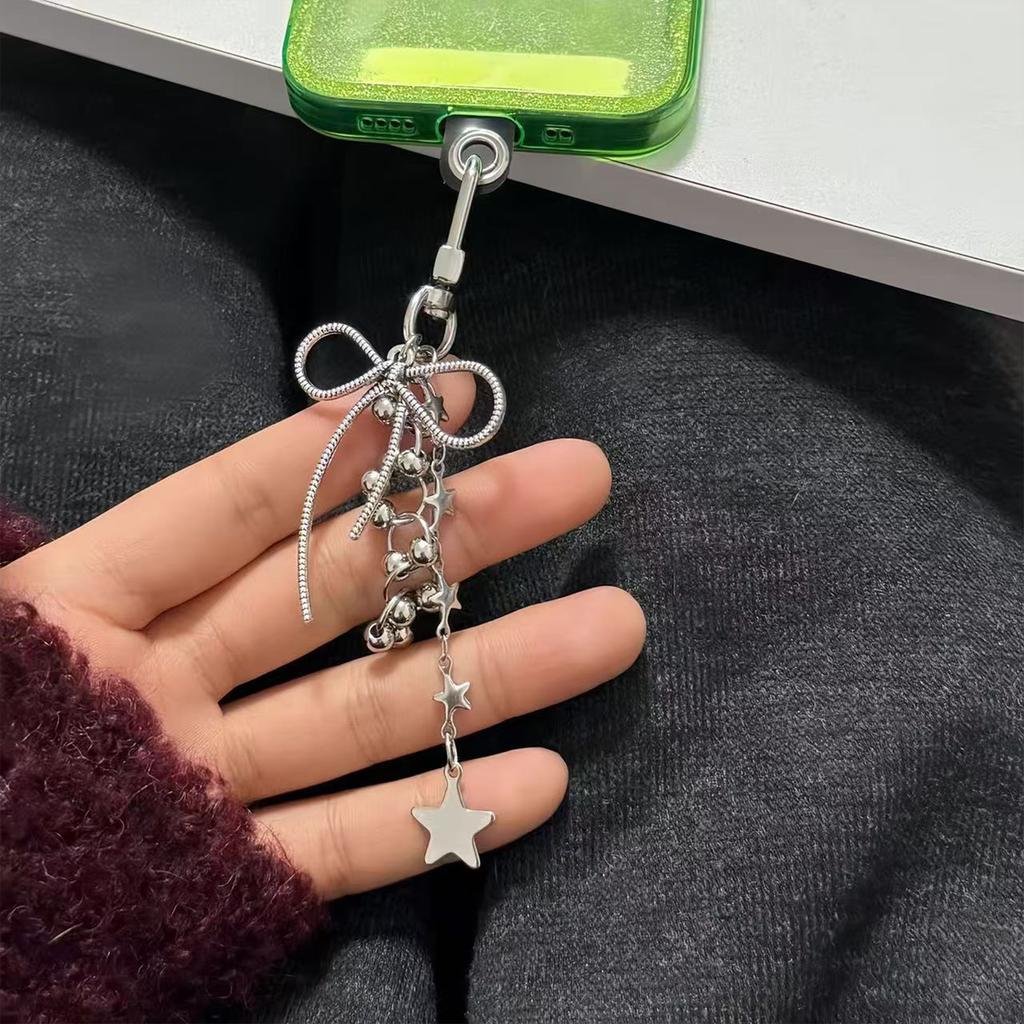 Star and Bowknot Pendant Key Chain for Men Women Handmade Keychain Backpack Accessory Stylish Detachable Phone Lanyard