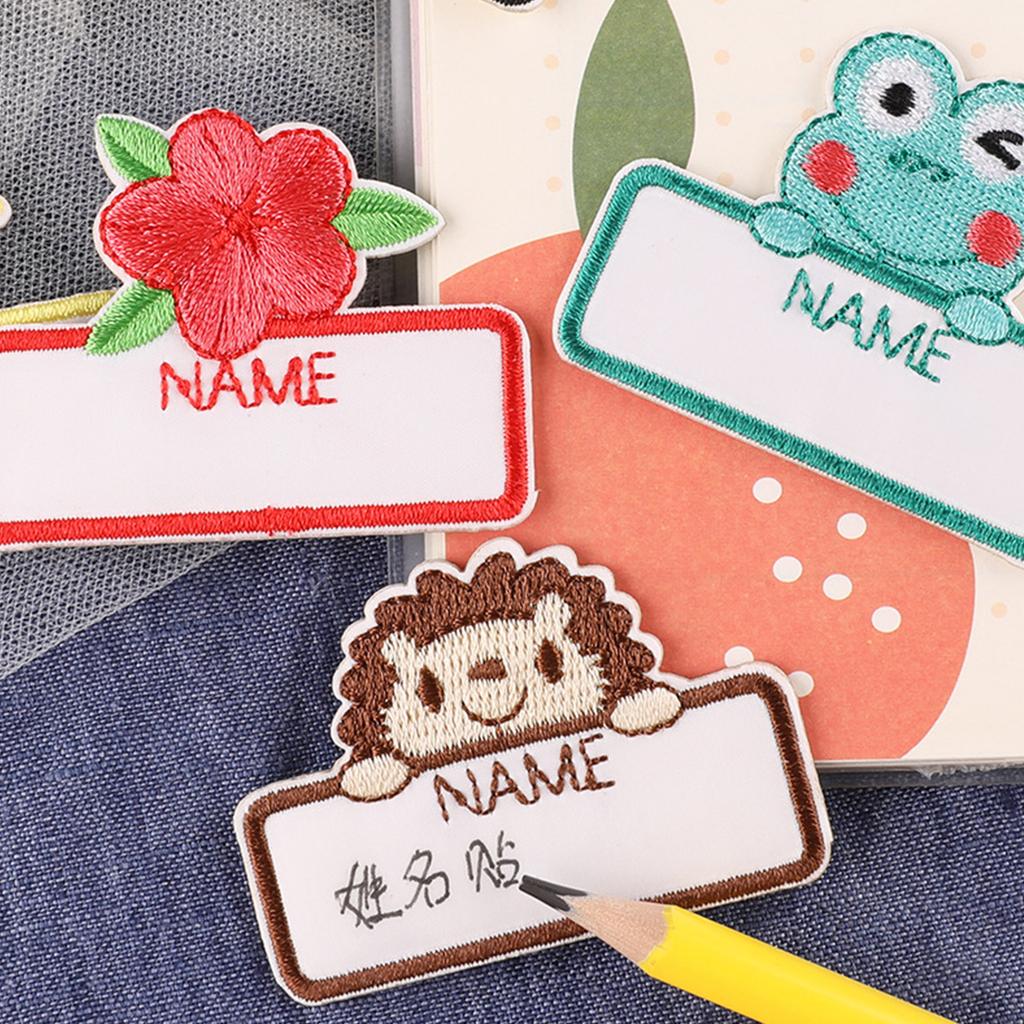 9pcs SelfAdhesive Name Patches Embroidery Cartoon Fabric Stickers for School Kids Garment Decors On Backpacks Clothing