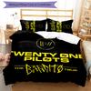 3pcs Tyler Joseph and Josh Dun1 pattern bedding set duvet cover set includes duvet cover &pillowcases, perfect all season bedroom decoration & gift