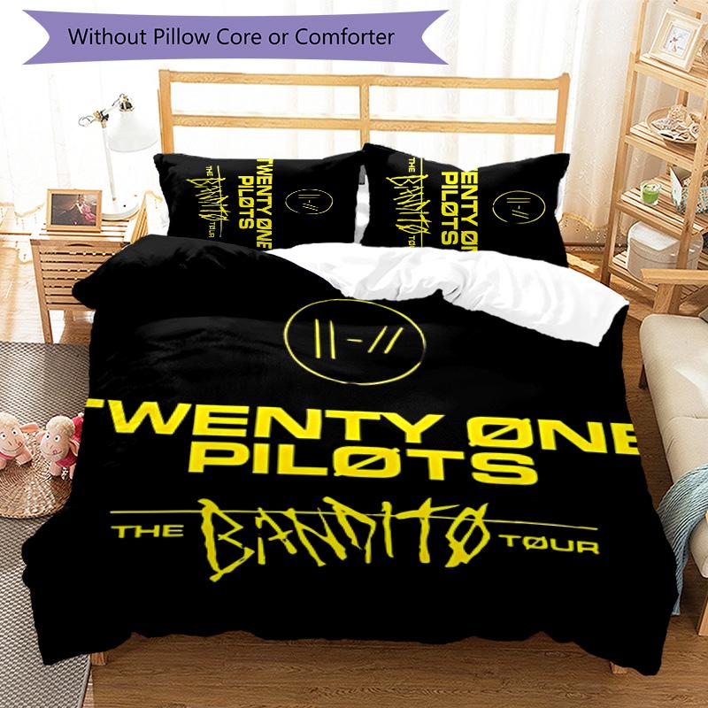 3pcs Tyler Joseph and Josh Dun1 pattern bedding set duvet cover set includes duvet cover &pillowcases, perfect all season bedroom decoration & gift