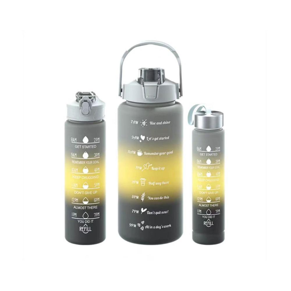 

3Pcs Set Large Capacity Gradient Color Sport Water Bottle Plastic Water Cup Gym Straw Cup School Style D