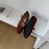 DAPAI SHOW Wedge Heel Retro Shallow Mouth Mary Jane Shoes Women's French One-word Buckle Strap Square Head Single Shoes Versatile Shoes Women