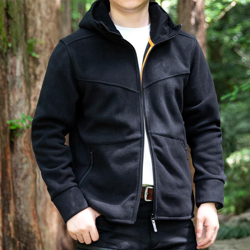 Vêtements polaires d'extérieur printemps et automne pour hommes, cardigan à capuche de printemps, veste polaire pour jeunes et d'âge moyen, vêtements pour hommes tendance