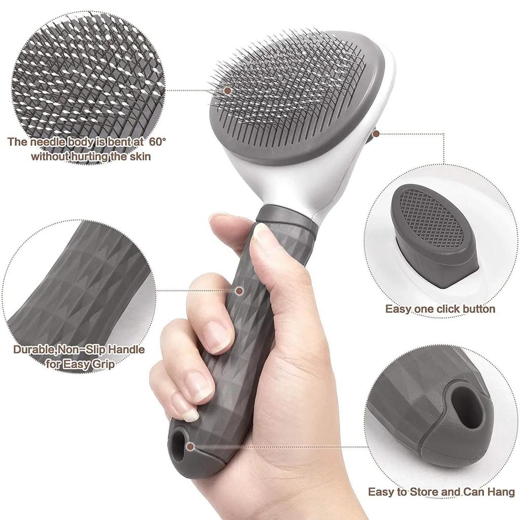 Escova para cães e gatos, pente autolimpante, removedor de pelos de animais de estimação, ferramentas de higiene para cães e gatos, pente para animais de estimação, acessórios para cães