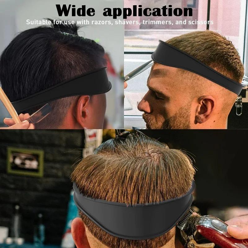 Silicone Hairline Cutting Guide Band Curved Edge Adjustable Fit For Home Diy Haircut Barbershop Use