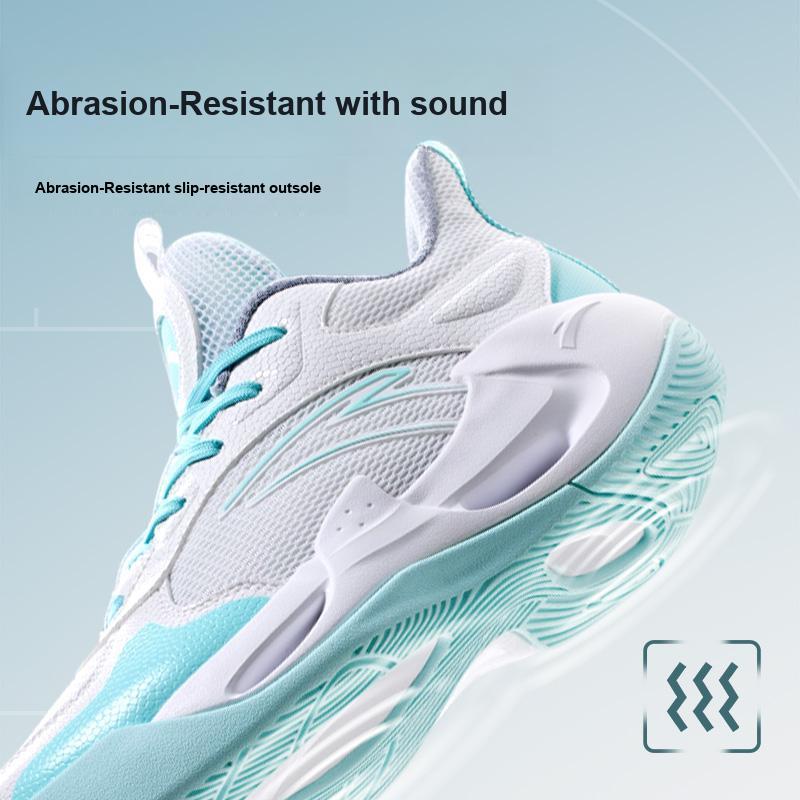 Anta Kids Wind Tunnel Simple Sports Shock Absorbing Wear Resistant Low Top Basketball Shoes Kids Sneaker White Blue A312421104-1