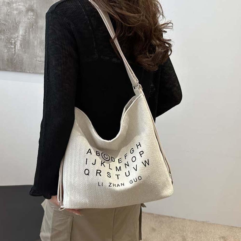 Polyester Three Uses Canvas Bag Soft Retro Street Crossbody Bag Letter Printed Handbags  Travel
