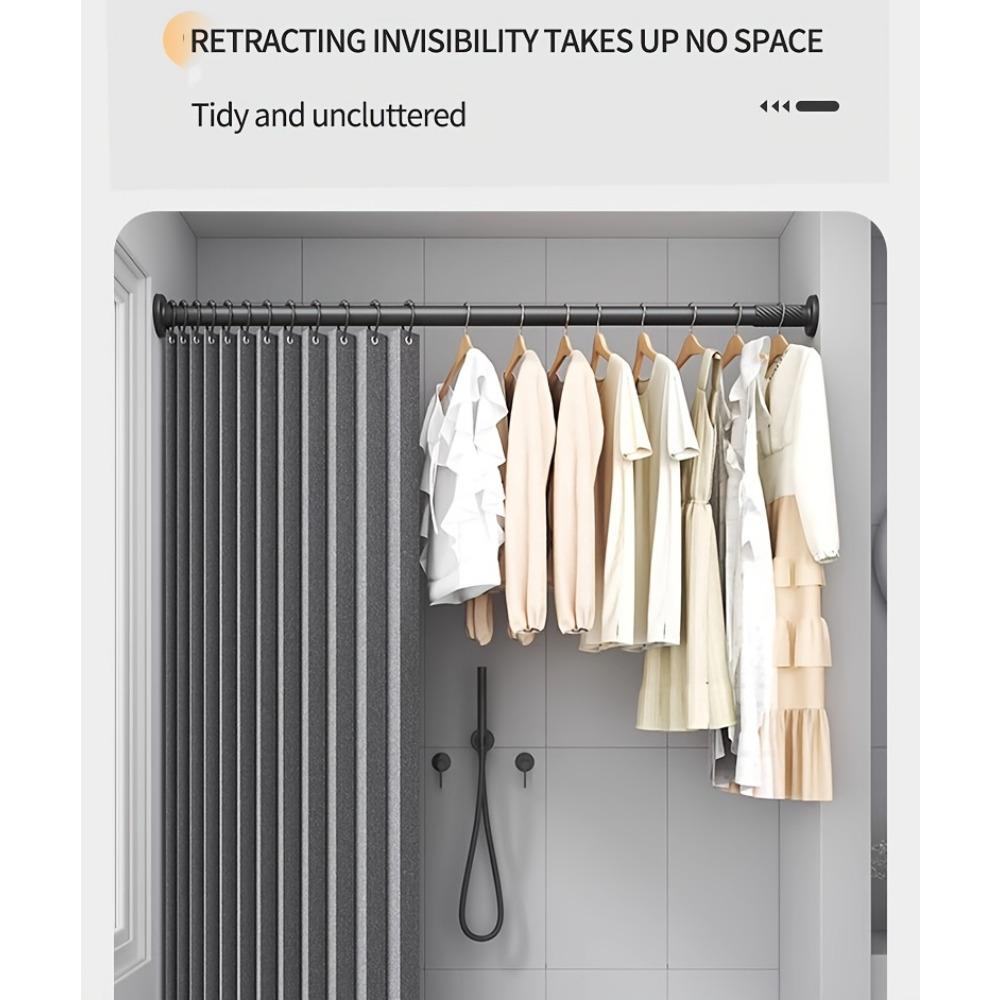 Gray Foldable High-Temperature Resistant Polyester Bathroom Partition Curtain with Hole Hook - Wave Style, Machine Washable,Bathroom Decor