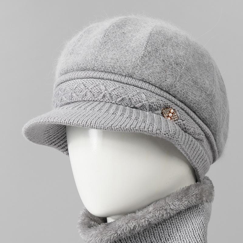 

Rabbit fur knitted wool hat children autumn and winter versatile winter warm cold hat basin hat one size elastic