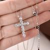 Shiny Cubic Zirconia Cross Pendant Necklace Silver Plated Christian Religiou JewelryDainty SparklyChai Necklace Gift for Women Girls Faith Accessory