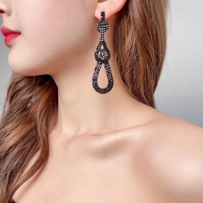 Bohemian Rhinestone Heavy Industry Geometric Exaggerated Fringed Long Earrings and Ear Jewelry