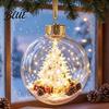 LED Hängende Weihnachtskugeln Beleuchtete Kugeln, 3D Miniatur Szene mit Warmen LED Winterdekorationen Licht, Klare Acryl Kugel Dekoration