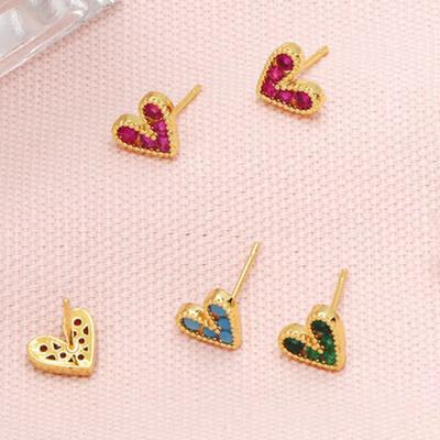1 Pair Stud Earrings Heart Shape Cubic Zirconia Jewelry Sparkling Long Lasting Earrings for