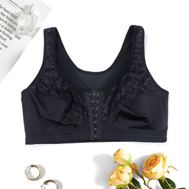 Women Plus Size Bra Full Coverage Lace Lingerie Wireless Front Closure Bras Comfortable Underwear for Mother Vests Tops