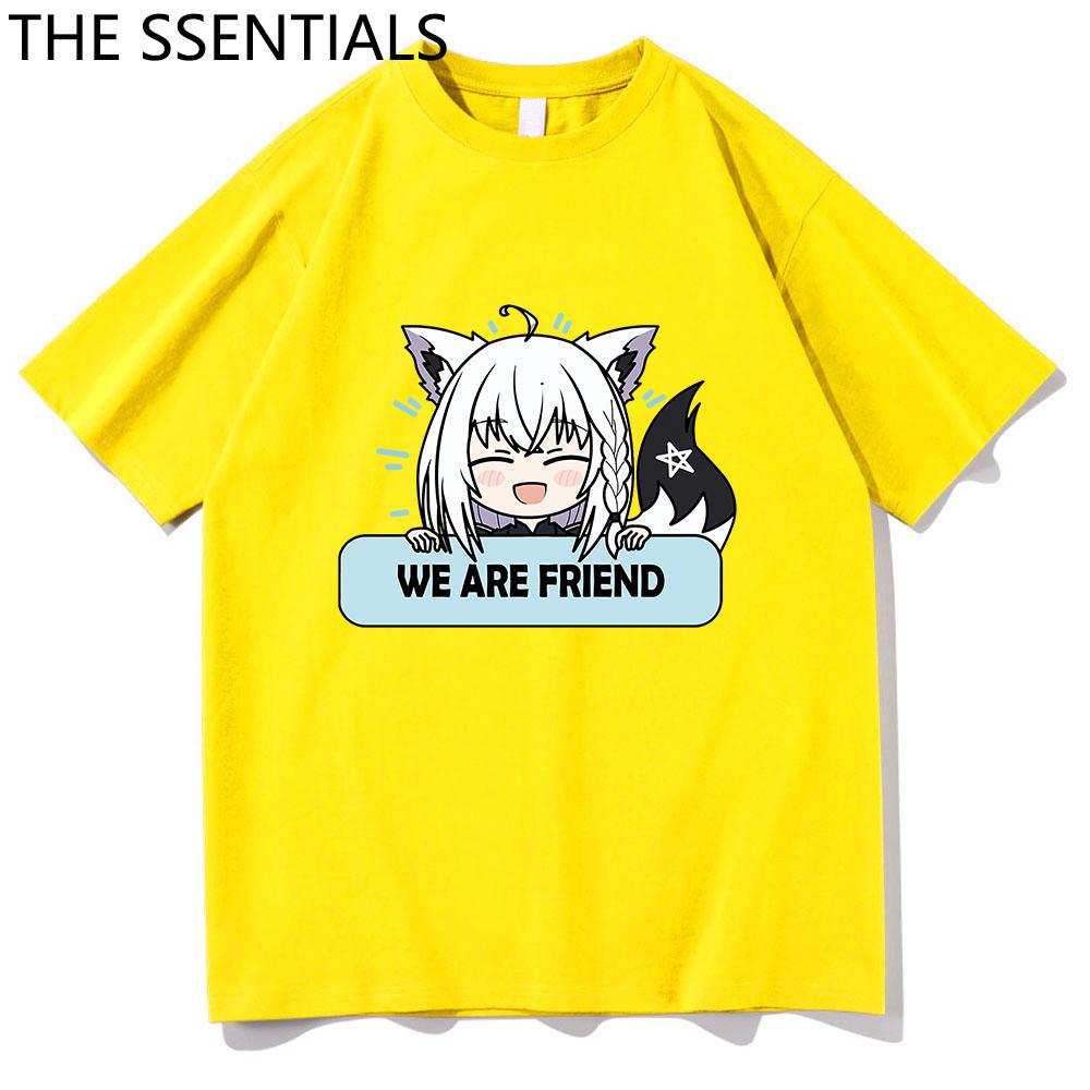 Hololive VTuber T-skjorte Unisex Harajuku tegneserie-grafikk-t-skjorter Unisex-tilfeldig bomullst-skjorte Herre Anime Kawaii Shirakami Fubuki T-skjorte