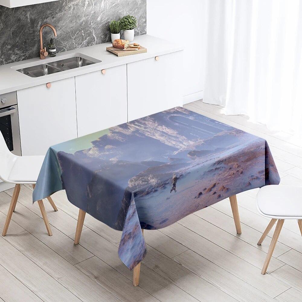 Sci-Fi Tablecloth Camping Party  Stain Resistant Waterproof Rectangular Kitchen Dining Table Home Decor