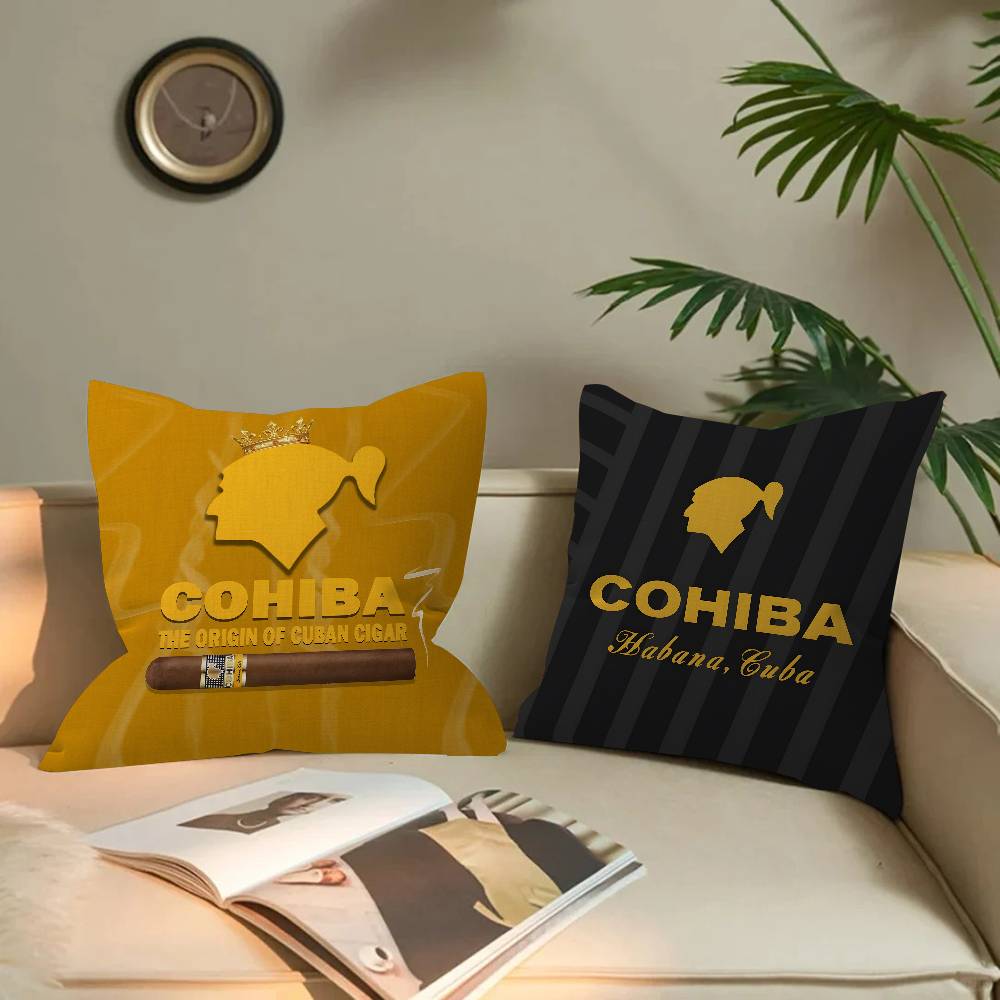 C-Cohibas Cigarette Office Cushion Pillowcase Car Cushion Cover45X45CM Lumbar Pillowcase Sofa Pillowcover