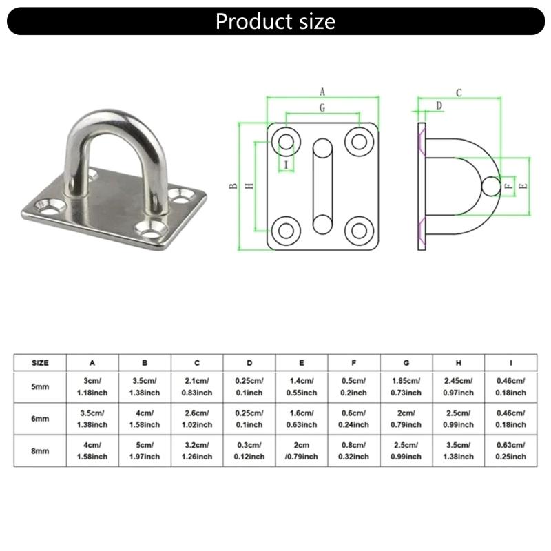 Stainless Steel Eye Plates for Secure Wall Ceiling Mounting Hammock Hook Hanger Outdoor Indoor Use Rustproof Deck Plates