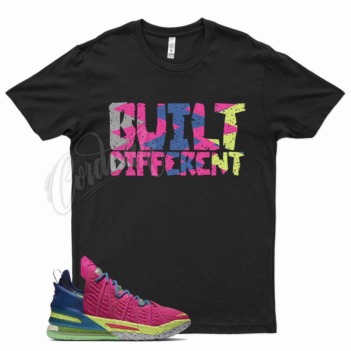 Black BUILT DIFF T Shirt for Lebron 18 Los Angeles by Night Multi Color Gang 17 L