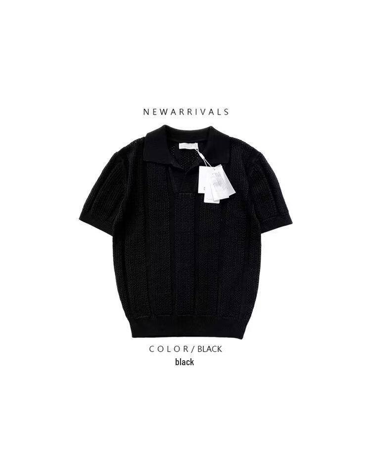 

Men s Summer Knit Mesh Polo Shirt - Short Sleeve, Korean Style, Light Mature Design M чорний