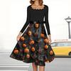 Women's Casual Fashion Halloween Printed Square Neck Vintage Dress