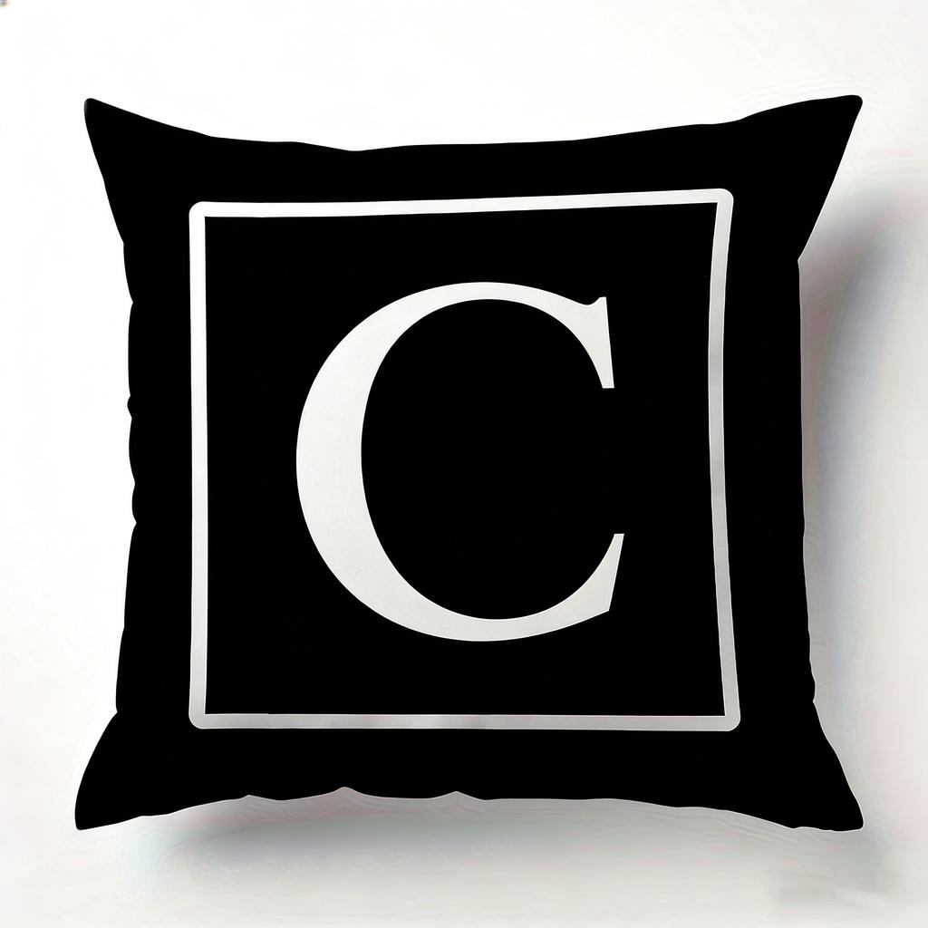 Minimalist Letter Pillow Cover Single Alphabet Print Cushion Case Personalized Initial Decor Pillow for Home Dorm