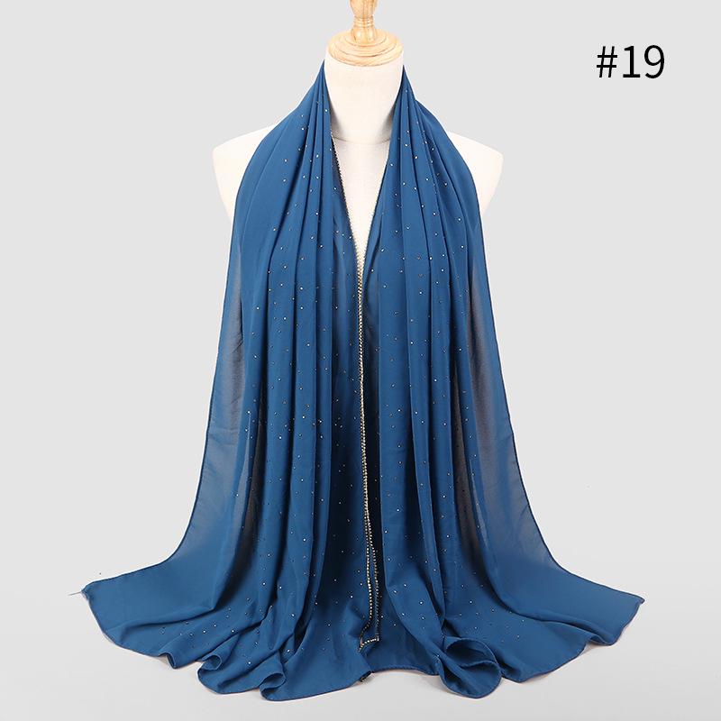 Lain Pearl Bubble Chiffon Diamond Rhinestone Shawl Scarf High Quality Shimmer Beads Headband Wrap Foulard Muslim Hijab Sjaal