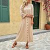 2025 Retro Elegant Striped Dress with Waist-Cinching Buttons