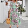 Abiti casual alla moda a maniche lunghe con scollo a V per primavera e autunno