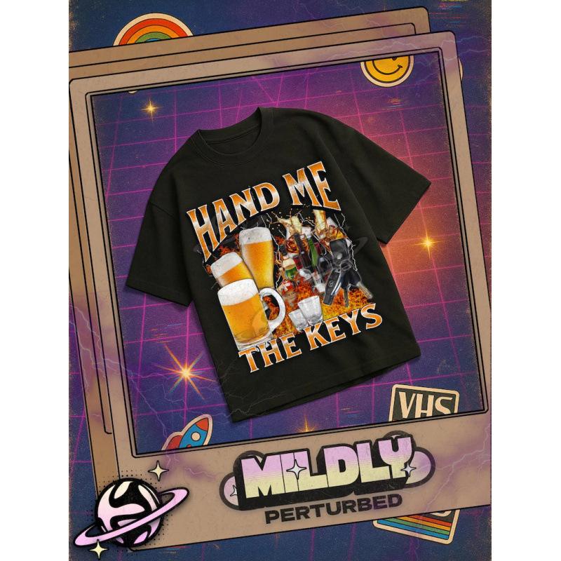 Fashion Women T-Shirt Hand Me The Keys Funny Alcoholic Meme Bootleg Gr S чёрный