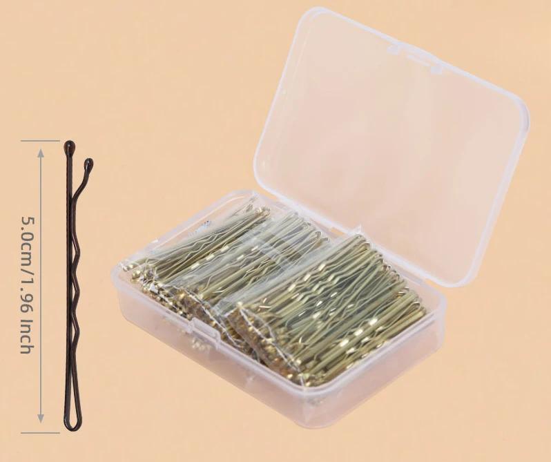 150 Stück 5 cm Welle Legierung Gold Schwarz Haarnadeln Einfache Haarspange Barrett für Hochzeit Braut Frauen Mädchen Frisuren Werkzeug