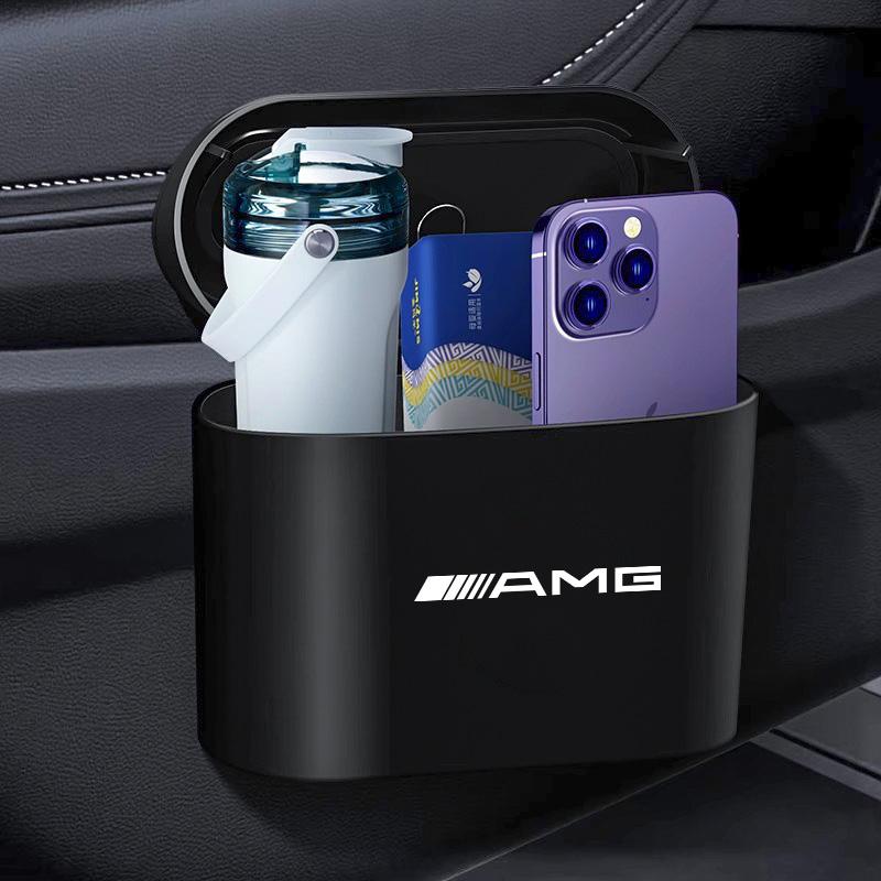 For Benz SW222Car Door Trash Can Garbage Bin Storage Box Auto Accessories For Mercedes Benz AMG GLE GLS CLA CLE GLC CLS GLA W223 W213 Stickers