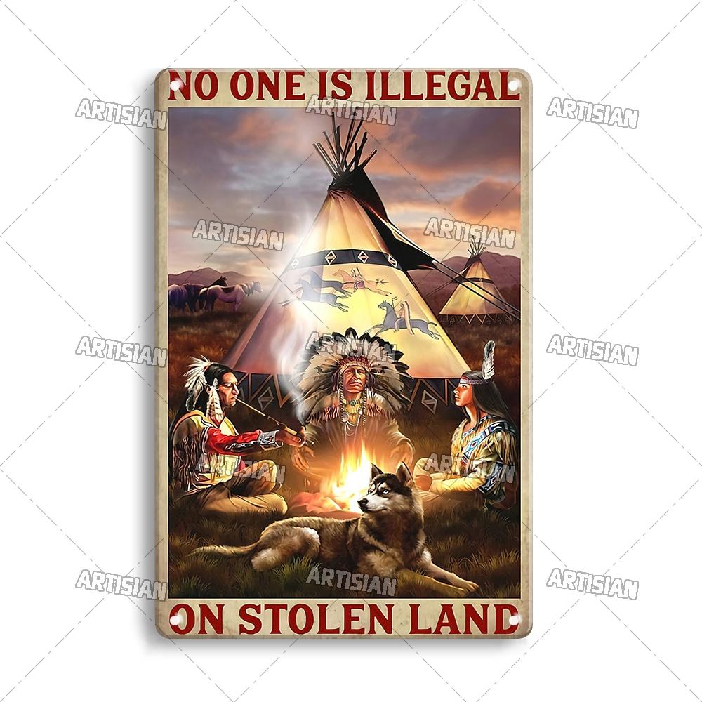 Artisian Native Girl Metal Sign Native American Tin Poster INDIAN Decorative Plate Wall Decor Garage Bar Pub Club Hotel Cafe