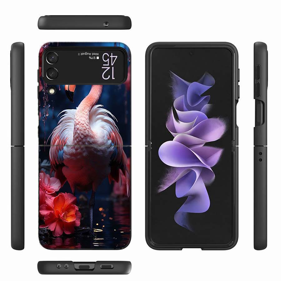 Flamingo Portrait Phone Case For Samsung Z Flip 6 7 5G Z Flip 5 Galaxy Z Flip 3 4 5G ZFlip Shockproof Hard Cover TPU PC Coque Ca
