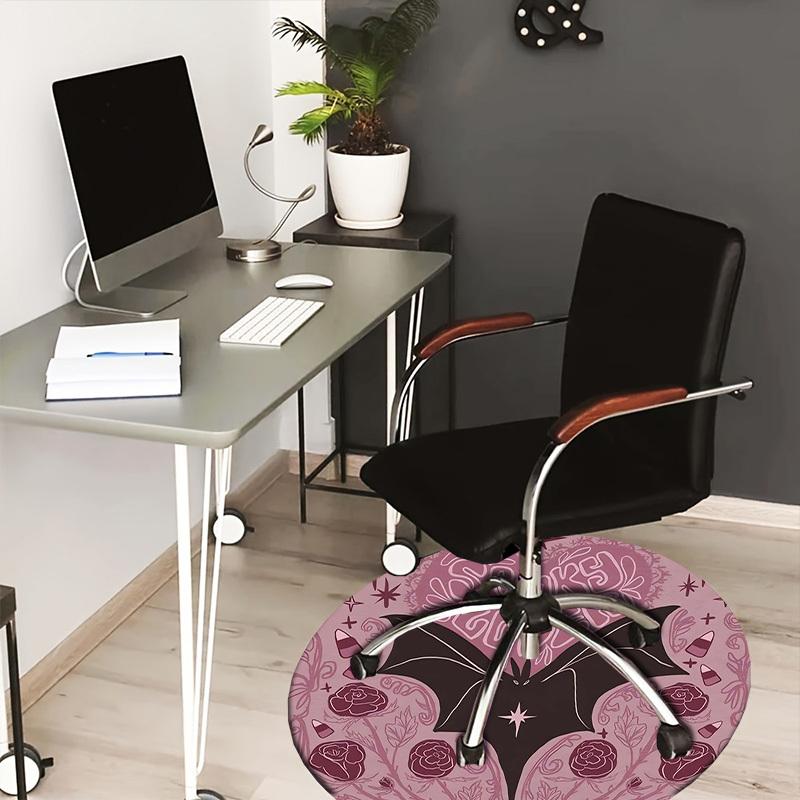 

1pc Office Carpet Chair Mats Spooky Lover Bat Roses Candy Corn Perfect for Decorating Office Chairs, Living Rooms, Or Bedrooms.YDT056 80cm by 80cm