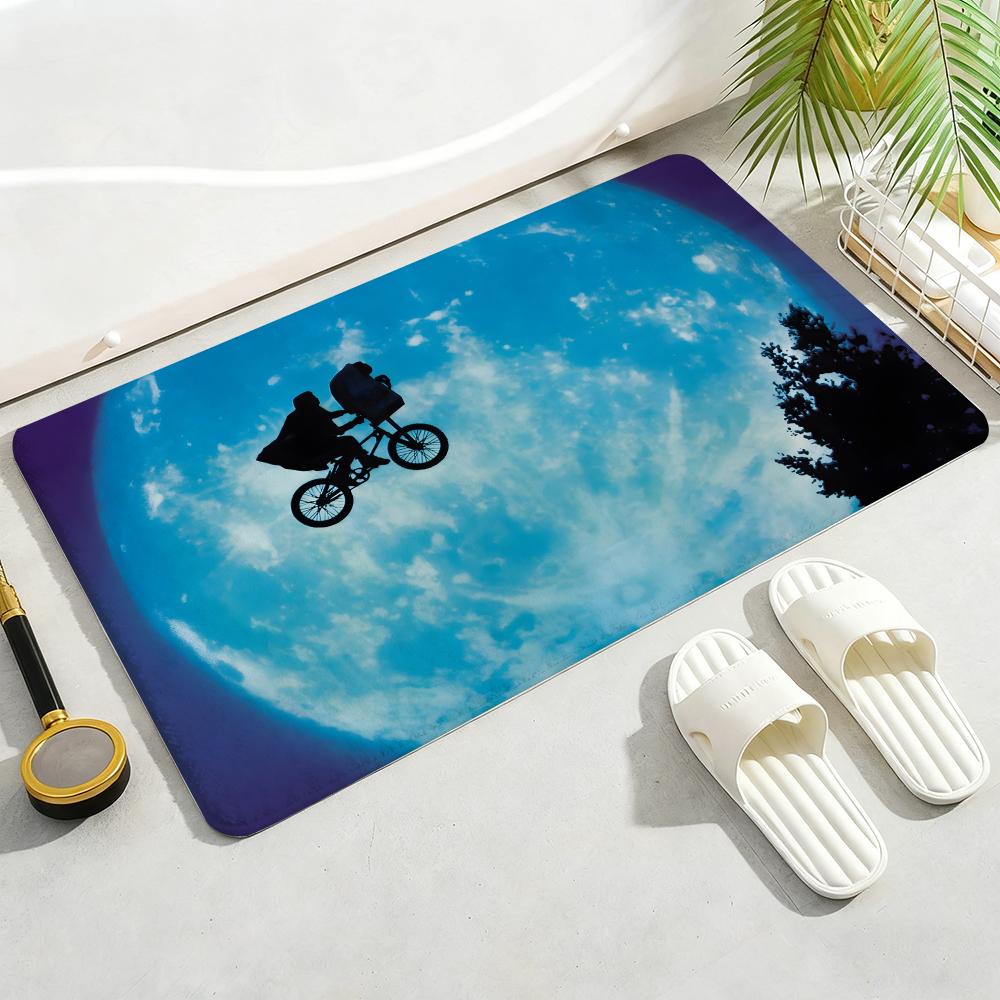 E.T. the Extra-Terrestrial Movie Floor Mat Soft Thickened Flannel Door Mat Non-Slip Living Room Rug Home Decor