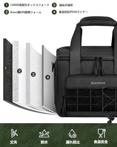 Men's Tactical Lunch Bag, 15L Large Capacity, Insulated Lunch Box, Waterproof Design, Military Style with MOLLE Closure | Perfect for Work, Camping, F