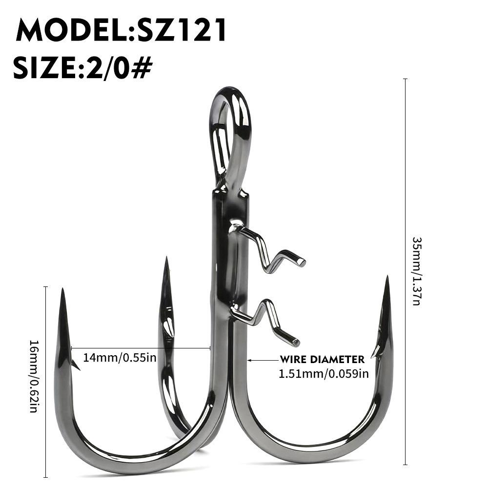 Reinforced Triple Barbed Hook 5pcs Pack Soft Lure Hook Durable Fishing Hook For Bass