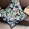90Cm Luxury Fancy Square Scarf For Ladies Flower Print Silk Scarf Women Bandana Large Hijab Female Shawl Scarves Warps