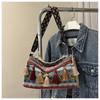 Ethnic Style Large Capacity Shoulder Bag 2023 New Bag Female Niche Fashion Tote Bag Casual Simple Crossbody Bag Street Trend