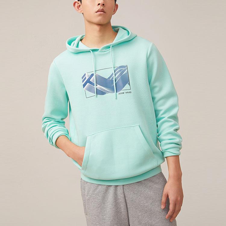 Anta Solid Color Pattern Printed Pullover Sweatshirt Men Sweatshirt Light-Green 152231724-2