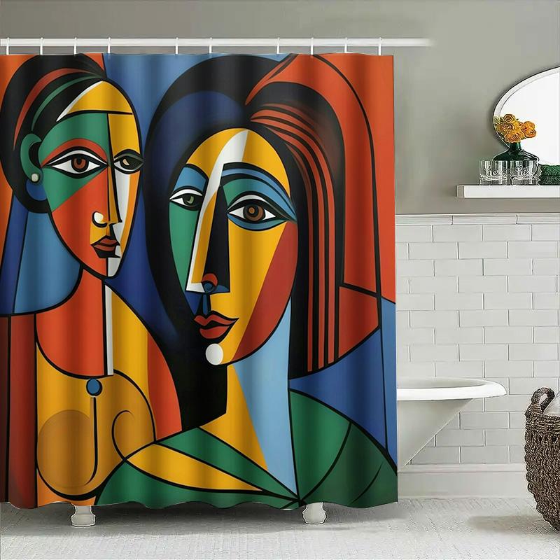 Colorful Abstract Shower Curtain, Modern Artistic Design For Bathroom Decor Available In Multiple Sizes (Multicolor)