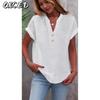 Women's Fashion Casual Solid Color Print Short Sleeve V-Neck Blouses & Shirts