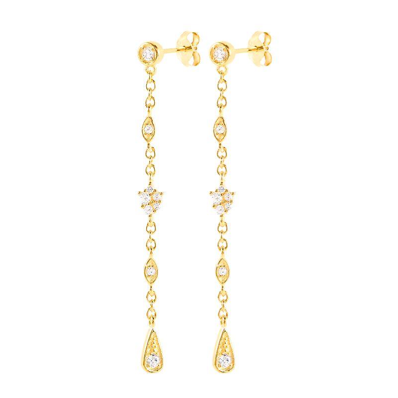 925 Silver Needle Luxury Long Chain Tassel Crystal Stud Earrings For Women Exquisite Pendant Gold Earrings Fine Jewelry