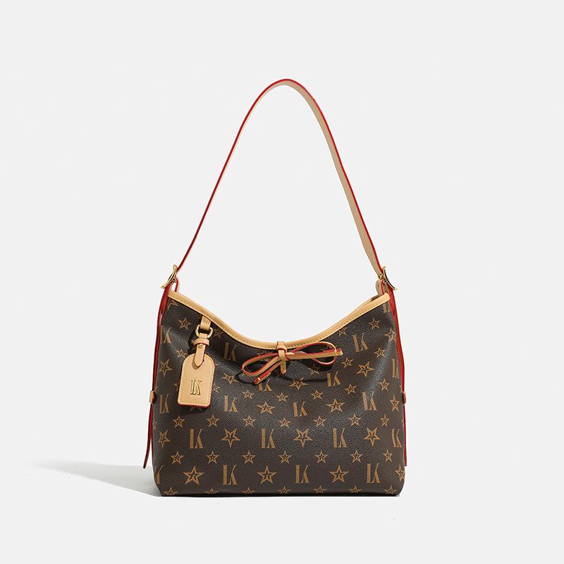 Women's Retro Floral Tote Bag - Large Capacity, Single Shoulder, High-End Commuter Crossbody