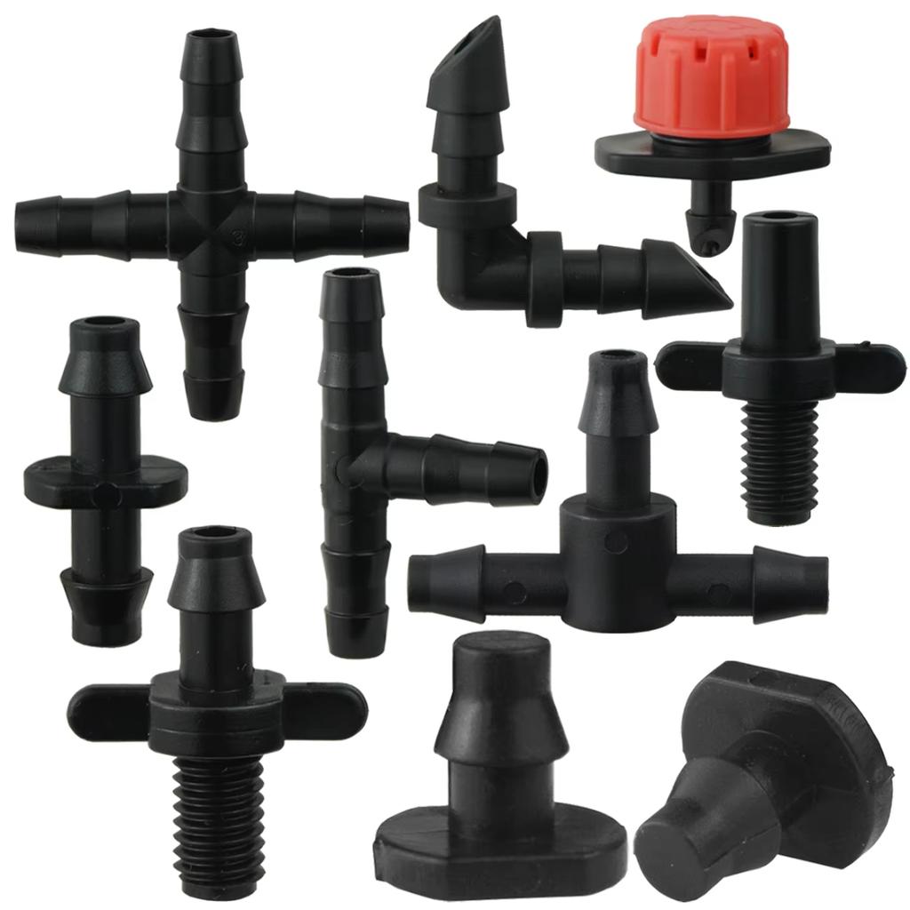 Barbed Connectors Irrigation Fittings Drip Irrigation Barbed Connectors 4/7mm Tubing Fittings for Flower Pot Garden Lawn