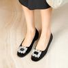 Flat Bottom High-end Rhinestone Square Buckle Satin Single Shoes Women's Summer 25 Spring New Gentle Wind Shoes