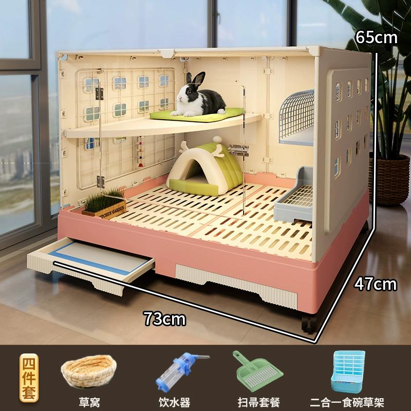

Panoramic View Rabbit Villa Large Drawer Style Cage for Dutch Guinea Pigs Easy Clean Home Habitat Spacious Rodent Enclosure